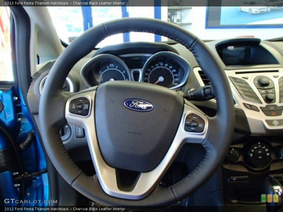 Charcoal Black Leather Interior Steering Wheel for the 2013 Ford Fiesta Titanium Hatchback #81156894