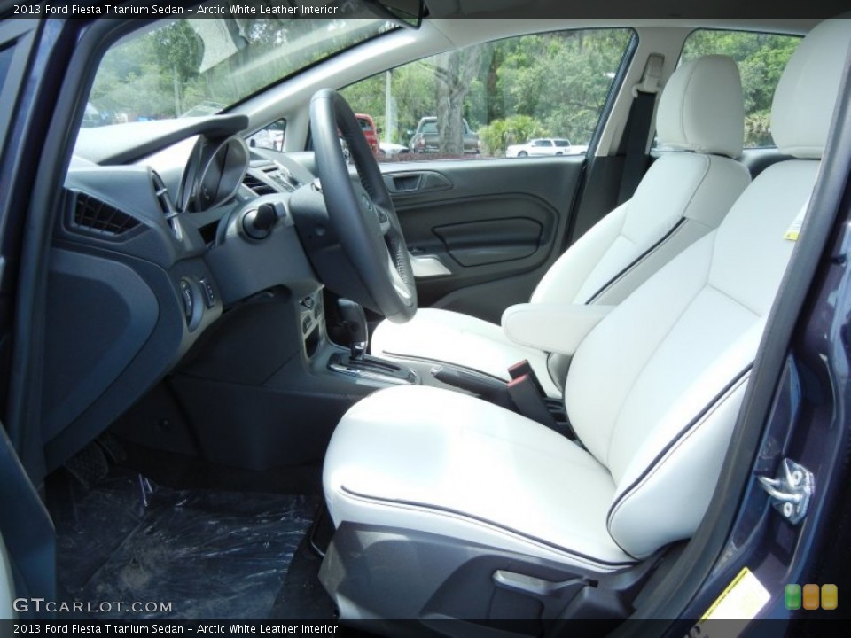 Arctic White Leather Interior Front Seat for the 2013 Ford Fiesta Titanium Sedan #81175772