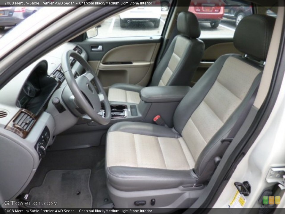 Charcoal Black/Medium Light Stone Interior Front Seat for the 2008 Mercury Sable Premier AWD Sedan #81199833