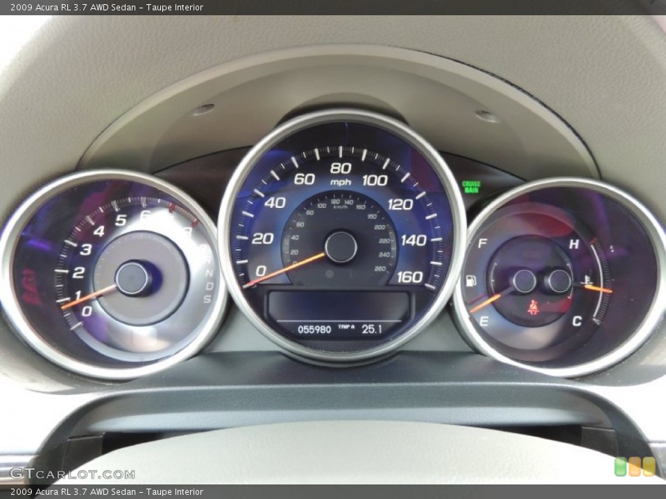 Taupe Interior Gauges for the 2009 Acura RL 3.7 AWD Sedan #81204970