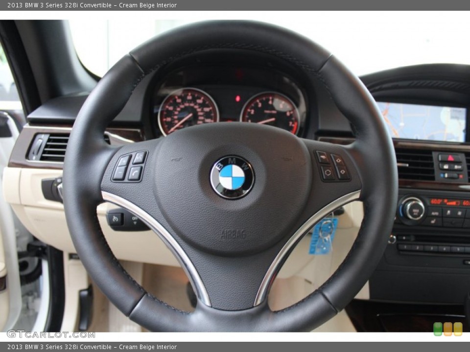Cream Beige Interior Steering Wheel for the 2013 BMW 3 Series 328i Convertible #81245130