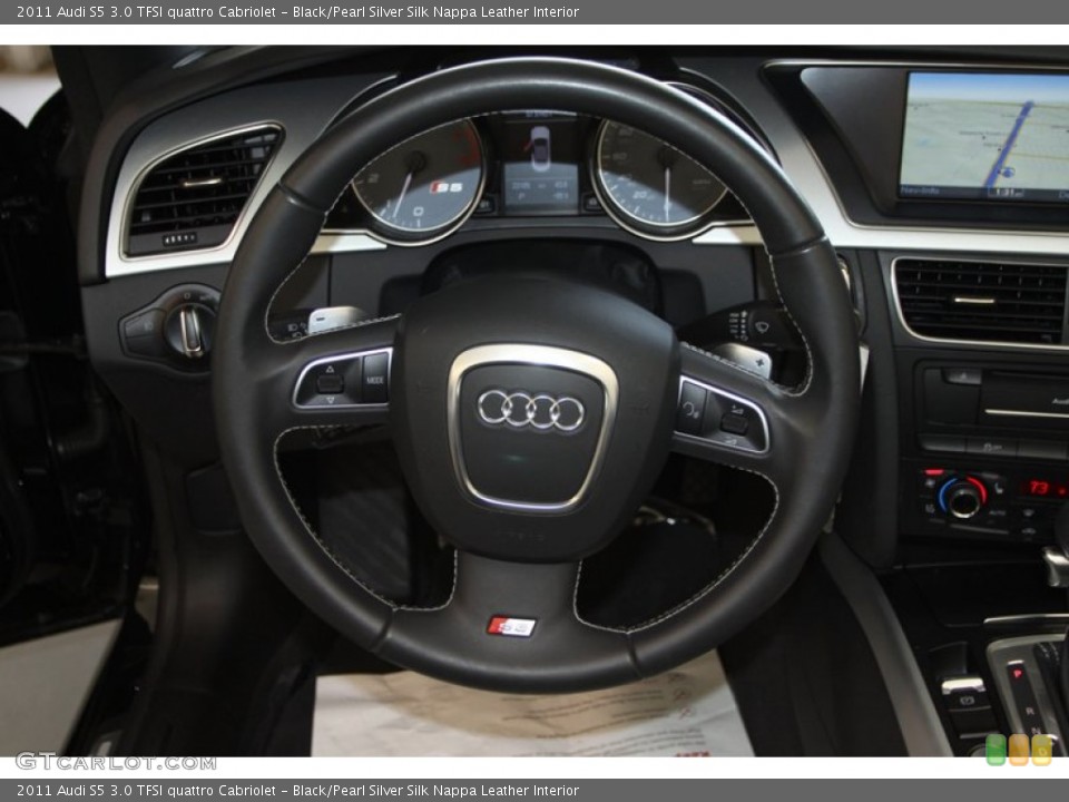 Black/Pearl Silver Silk Nappa Leather Interior Steering Wheel for the 2011 Audi S5 3.0 TFSI quattro Cabriolet #81268870