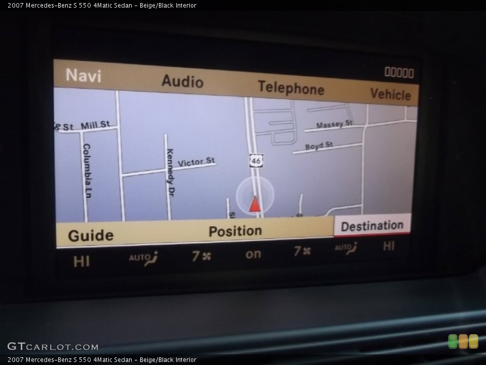 Beige/Black Interior Navigation for the 2007 Mercedes-Benz S 550 4Matic Sedan #81273289