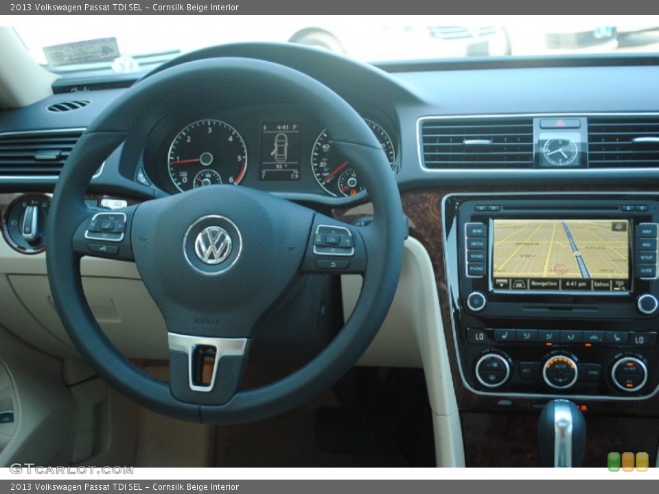 Cornsilk Beige Interior Dashboard for the 2013 Volkswagen Passat TDI SEL #81307679