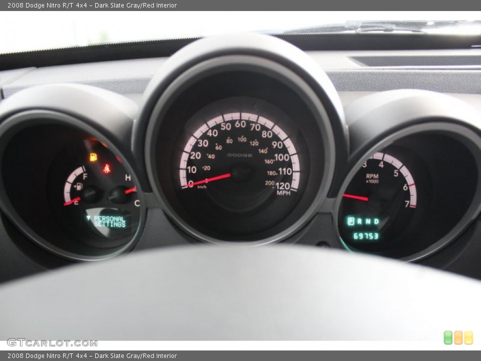 Dark Slate Gray/Red Interior Gauges for the 2008 Dodge Nitro R/T 4x4 #81327615