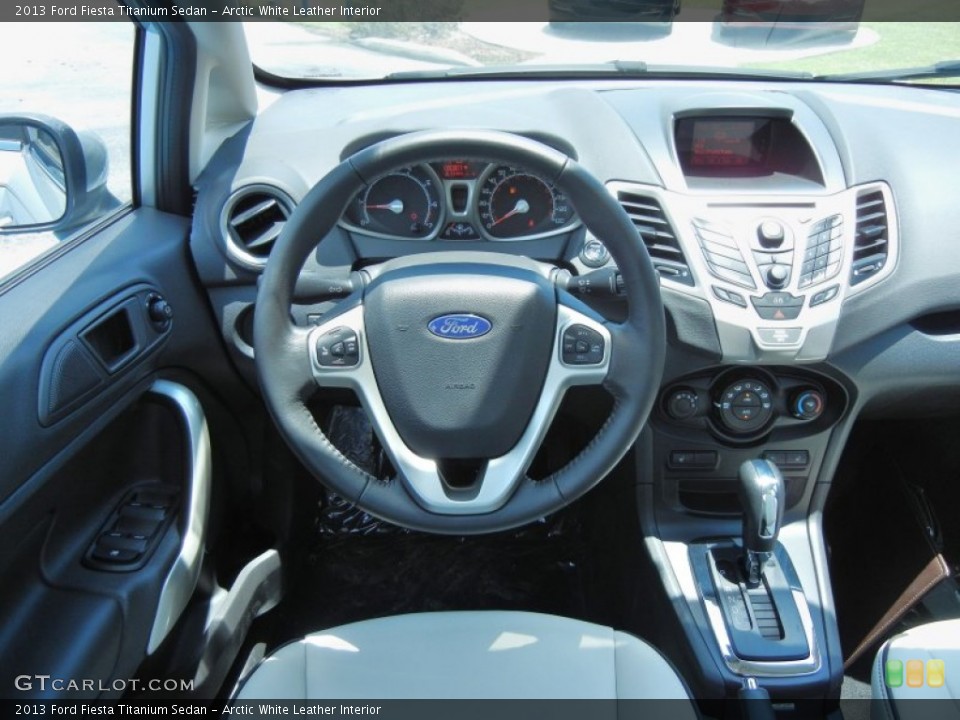 Arctic White Leather Interior Dashboard for the 2013 Ford Fiesta Titanium Sedan #81350924