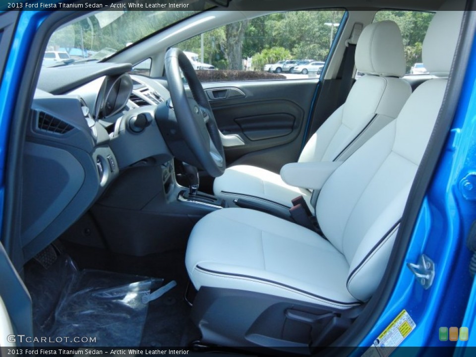 Arctic White Leather Interior Front Seat for the 2013 Ford Fiesta Titanium Sedan #81351489
