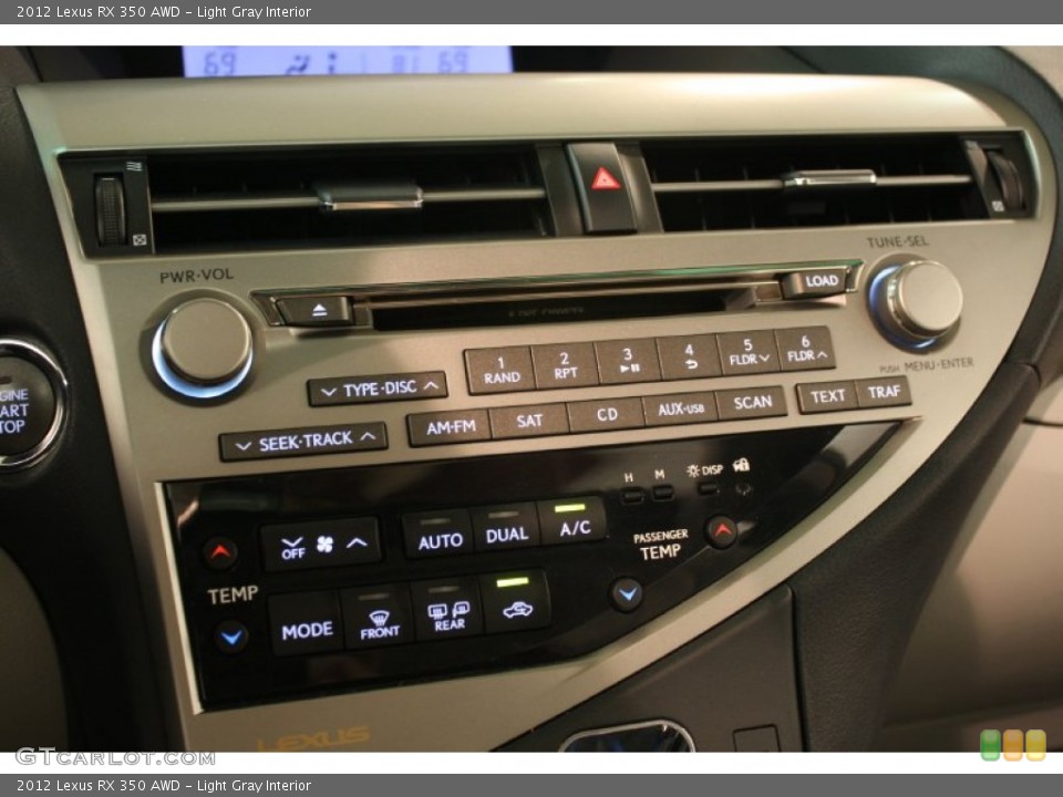 Light Gray Interior Controls for the 2012 Lexus RX 350 AWD #81356271