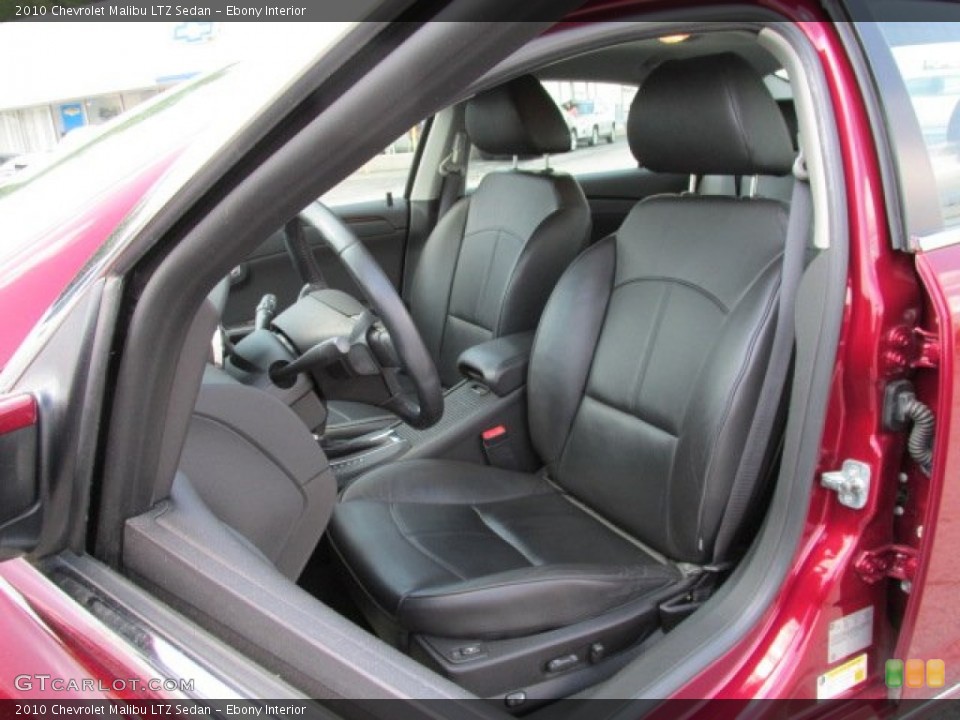 Ebony Interior Front Seat for the 2010 Chevrolet Malibu LTZ Sedan #81378793