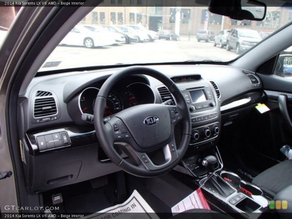 Beige Interior Dashboard for the 2014 Kia Sorento LX V6 AWD #81427503