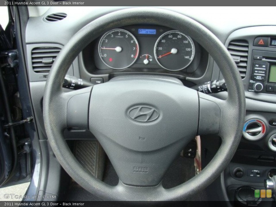 Black Interior Steering Wheel for the 2011 Hyundai Accent GL 3 Door #81428550