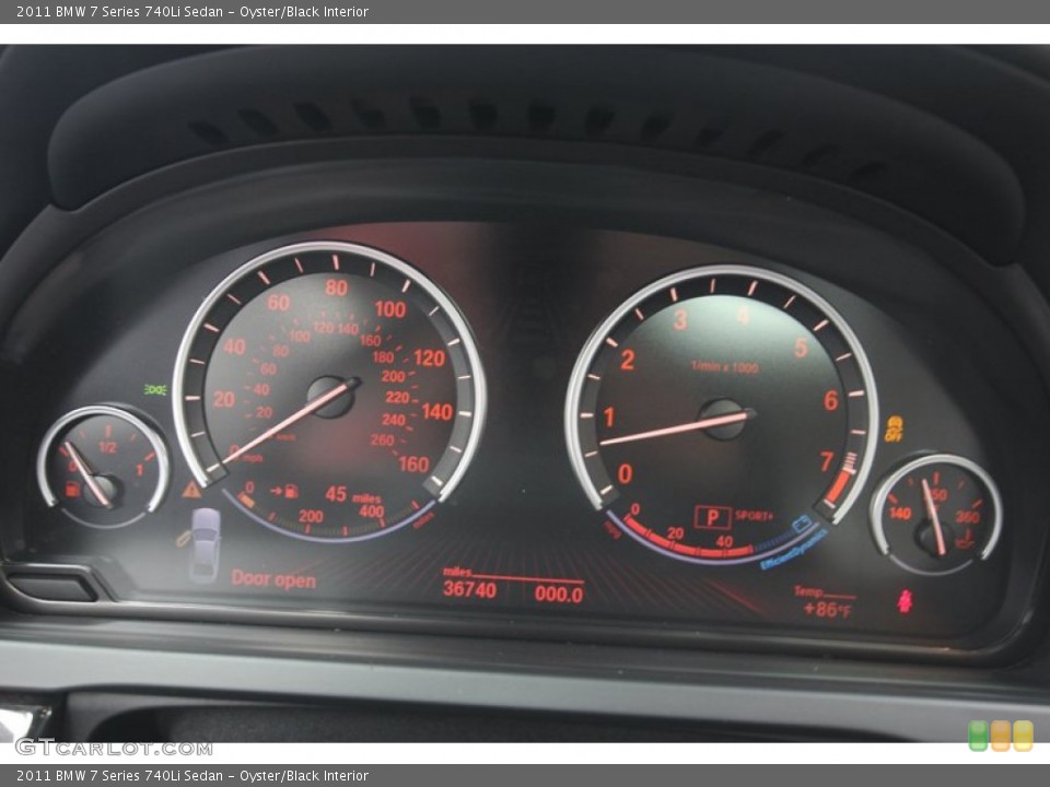 Oyster/Black Interior Gauges for the 2011 BMW 7 Series 740Li Sedan #81429759