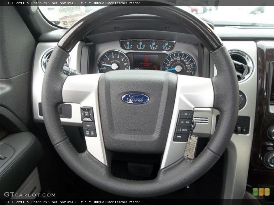 Platinum Unique Black Leather Interior Steering Wheel for the 2013 Ford F150 Platinum SuperCrew 4x4 #81438203