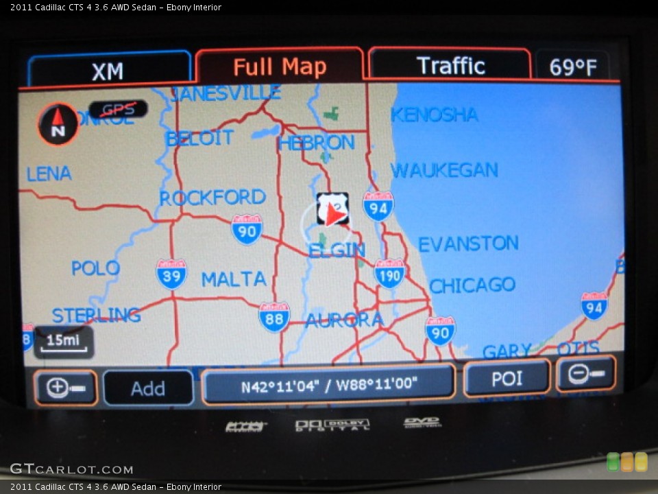 Ebony Interior Navigation for the 2011 Cadillac CTS 4 3.6 AWD Sedan #81519068