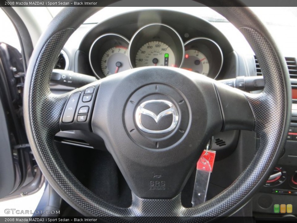 Black Interior Steering Wheel for the 2008 Mazda MAZDA3 i Sport Sedan #81535226