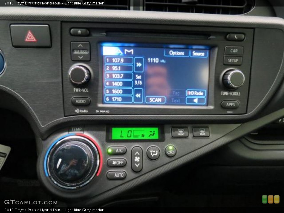 Light Blue Gray Interior Controls for the 2013 Toyota Prius c Hybrid Four #81537071
