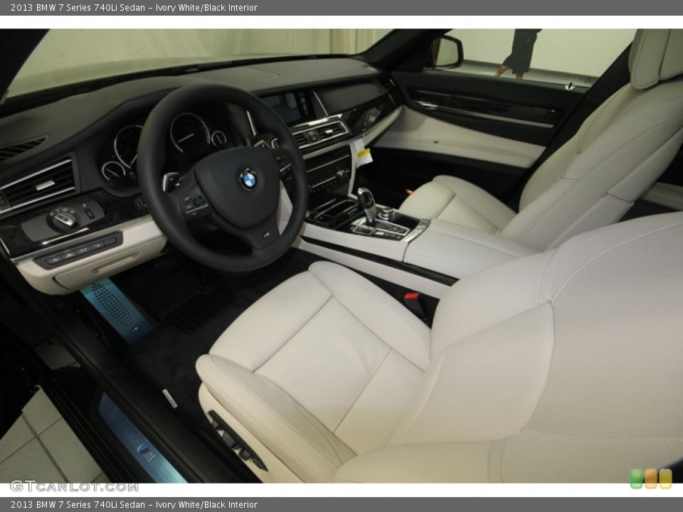 Ivory White/Black Interior Prime Interior for the 2013 BMW 7 Series 740Li Sedan #81537623