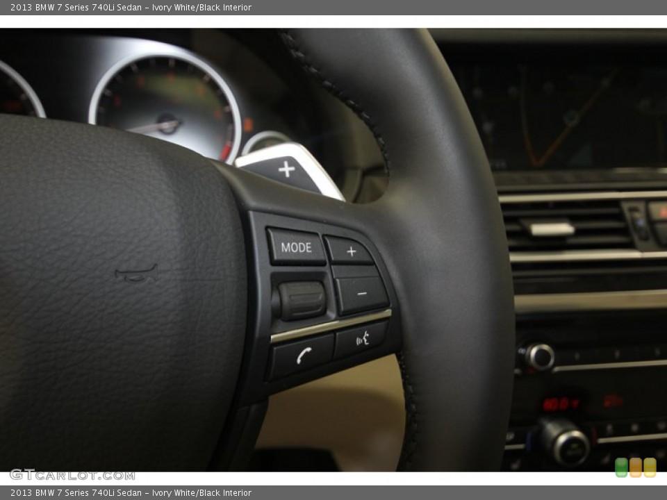 Ivory White/Black Interior Controls for the 2013 BMW 7 Series 740Li Sedan #81537860