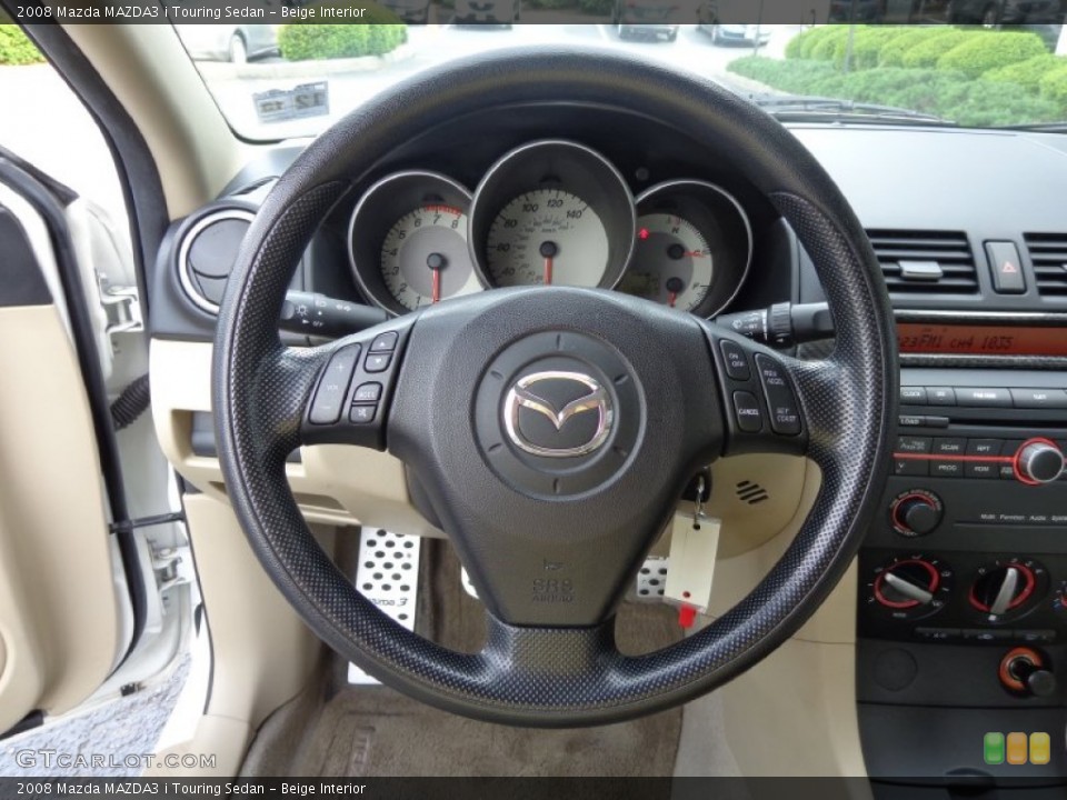 Beige Interior Steering Wheel for the 2008 Mazda MAZDA3 i Touring Sedan #81552787