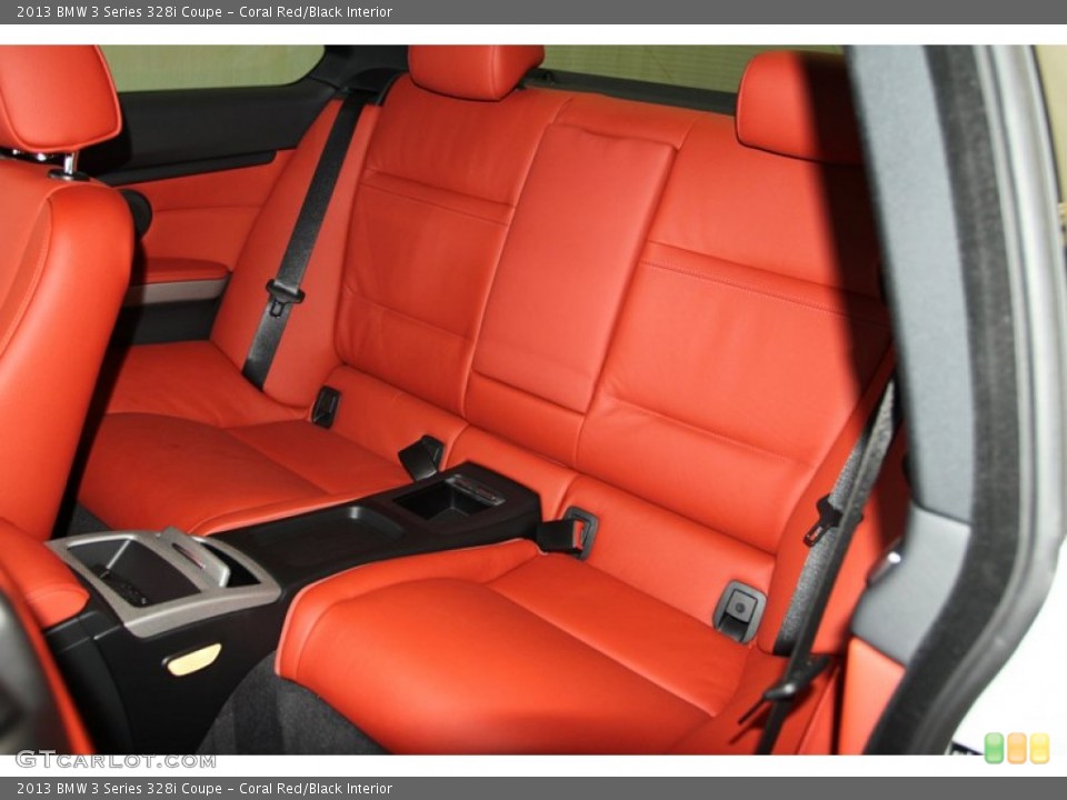 Coral Red/Black Interior Rear Seat for the 2013 BMW 3 Series 328i Coupe #81555071
