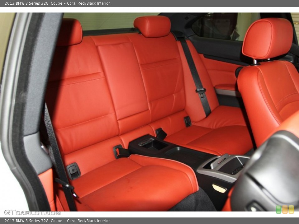 Coral Red/Black Interior Rear Seat for the 2013 BMW 3 Series 328i Coupe #81555654