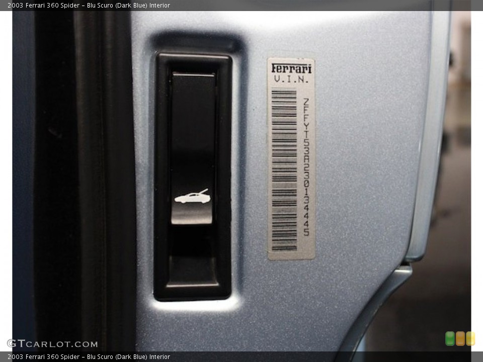 Blu Scuro (Dark Blue) Interior Controls for the 2003 Ferrari 360 Spider #81560361
