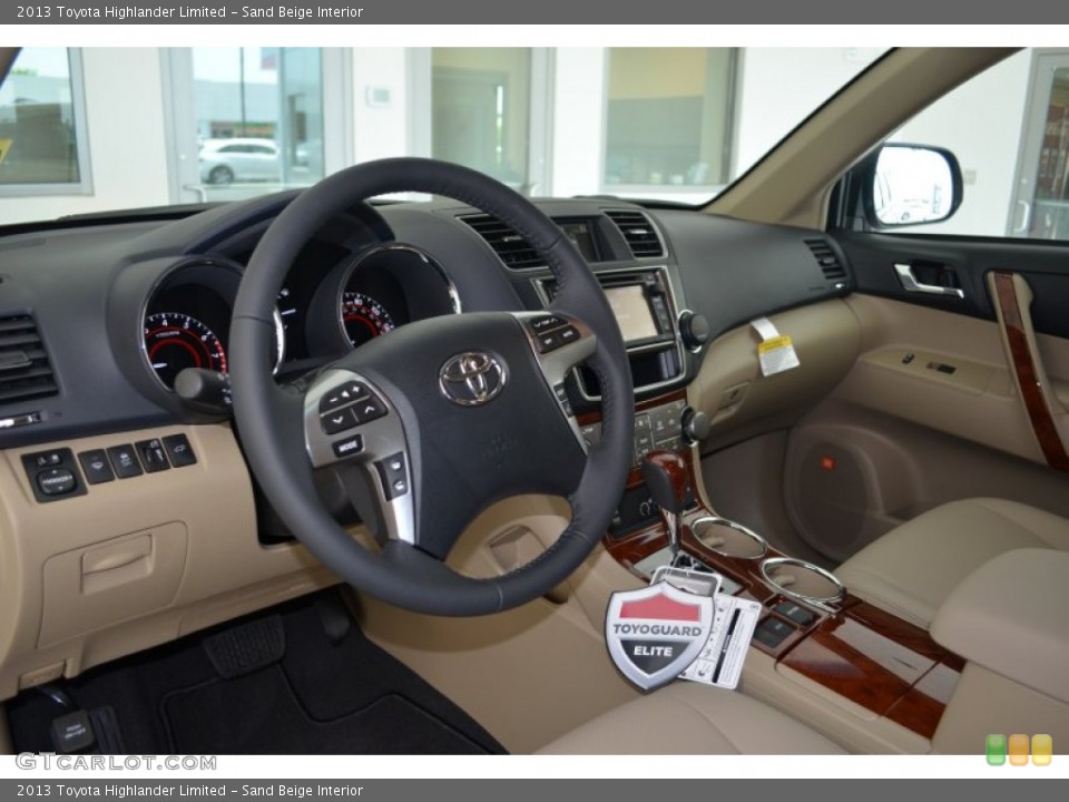 Sand Beige Interior Dashboard for the 2013 Toyota Highlander Limited #81570478