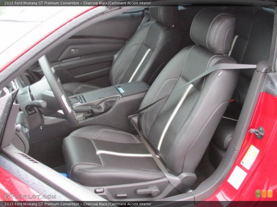 Charcoal Black/Cashmere Accent Interior Front Seat for the 2013 Ford Mustang GT Premium Convertible #81576879