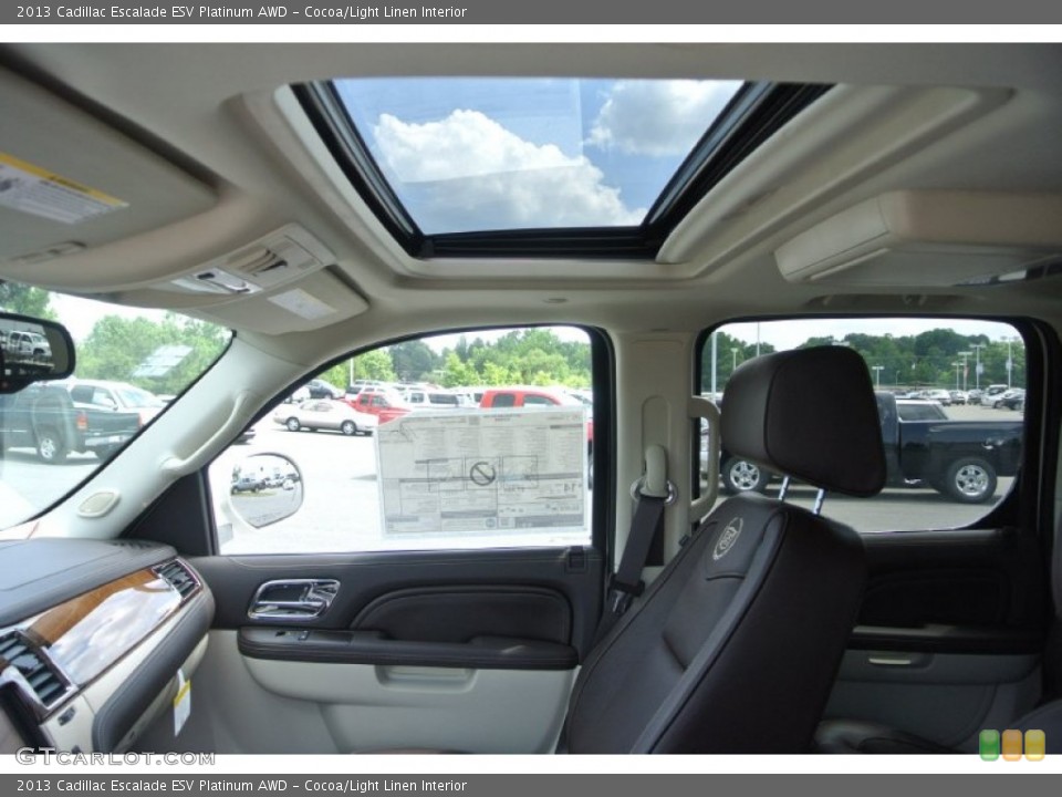 Cocoa/Light Linen Interior Sunroof for the 2013 Cadillac Escalade ESV Platinum AWD #81586018