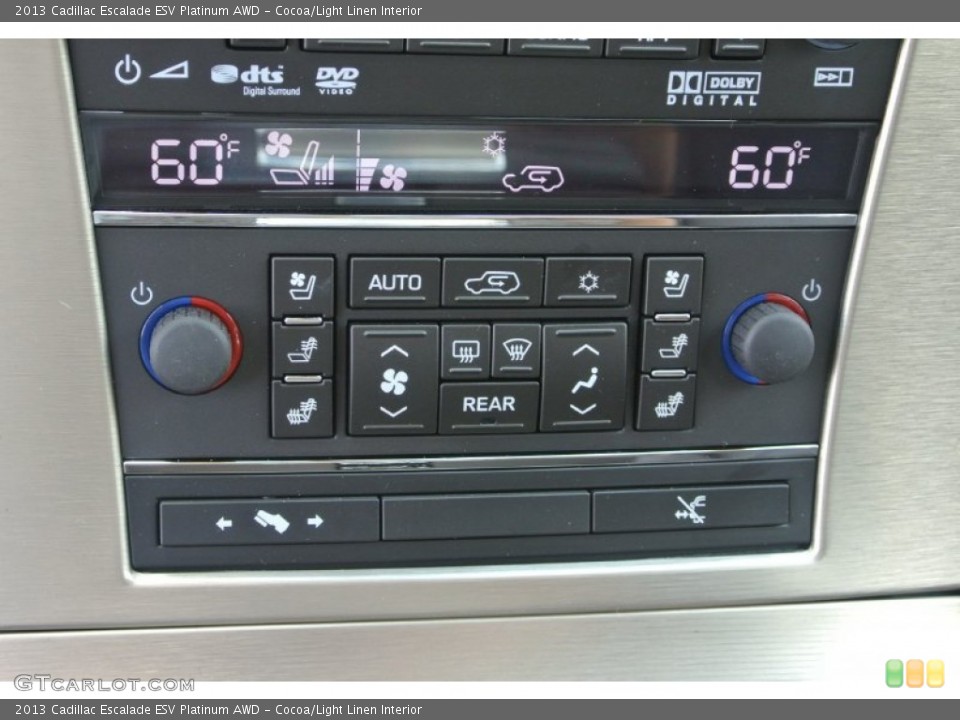 Cocoa/Light Linen Interior Controls for the 2013 Cadillac Escalade ESV Platinum AWD #81586041