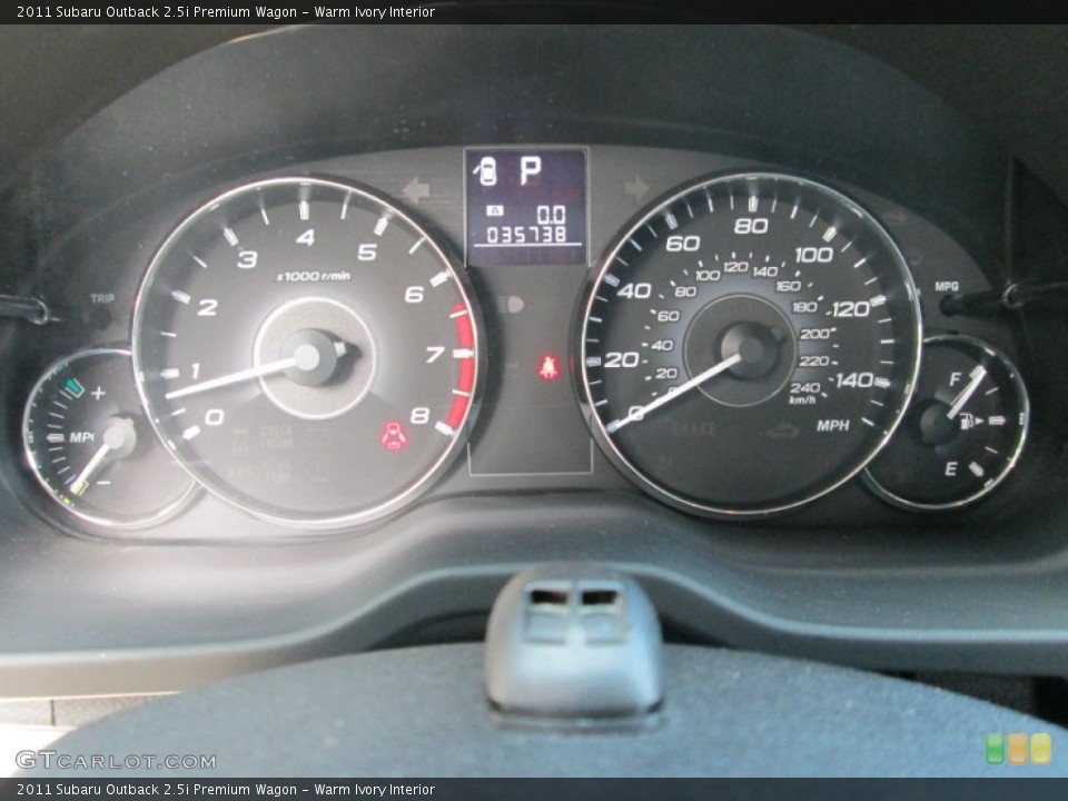 Warm Ivory Interior Gauges for the 2011 Subaru Outback 2.5i Premium Wagon #81602535