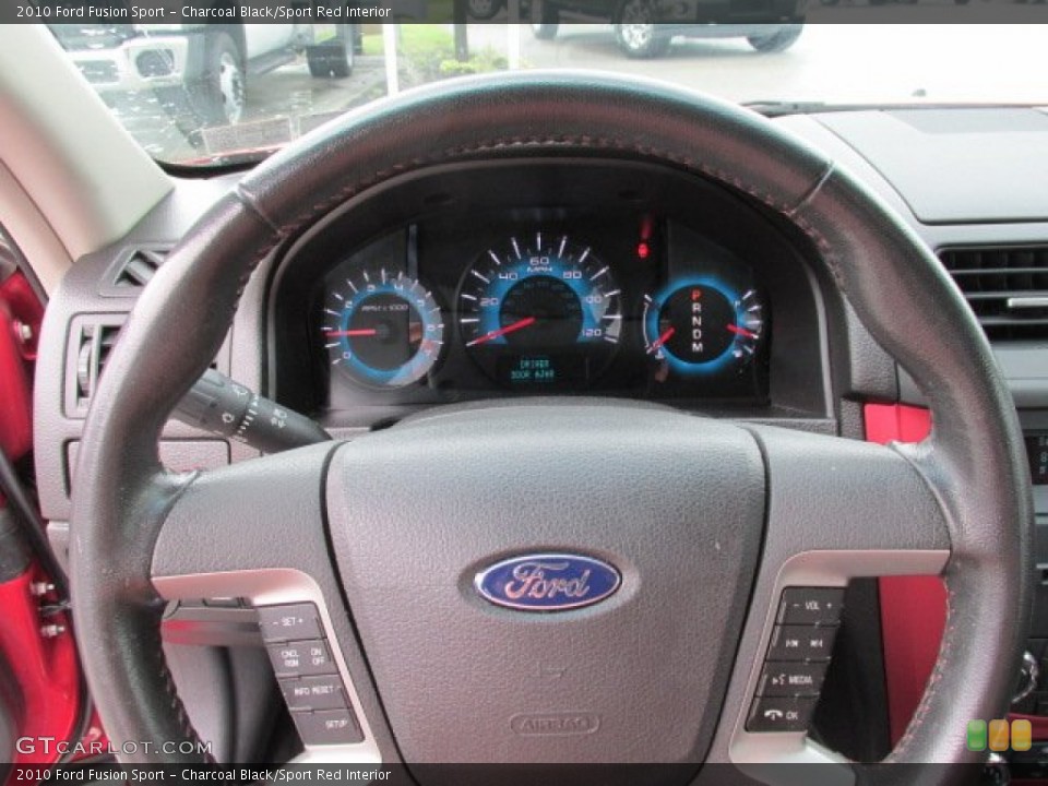 Charcoal Black/Sport Red Interior Steering Wheel for the 2010 Ford Fusion Sport #81611175