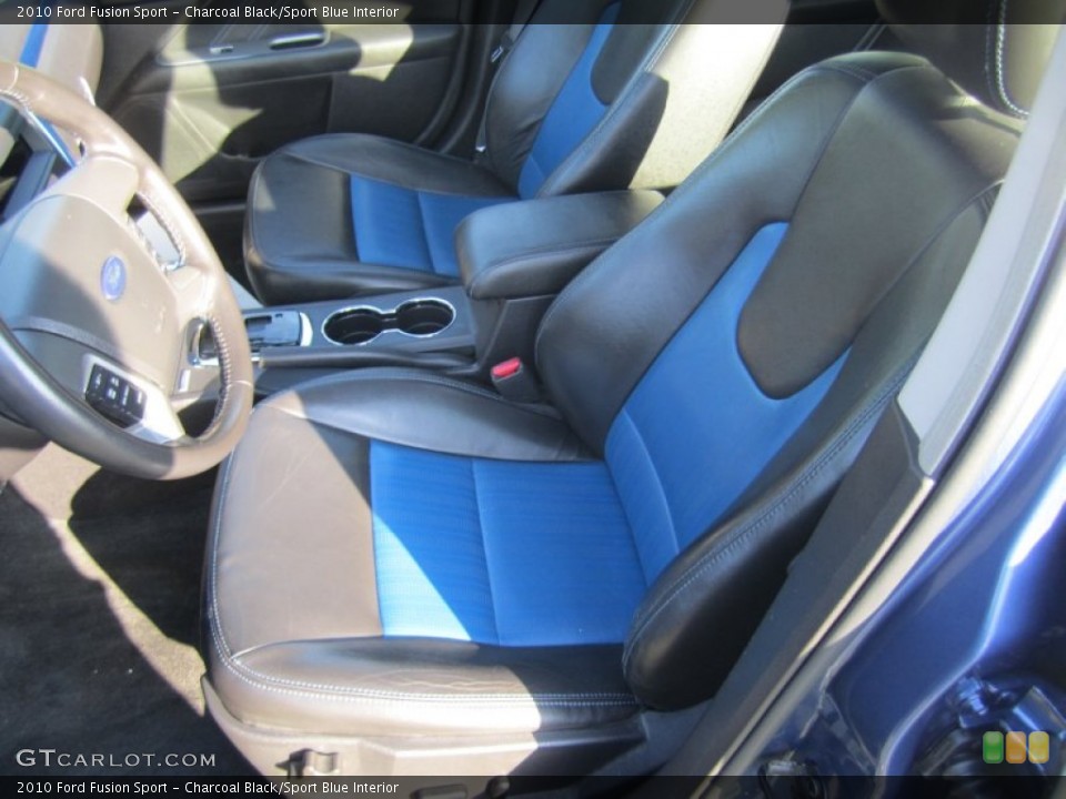 Charcoal Black/Sport Blue Interior Front Seat for the 2010 Ford Fusion Sport #81624050