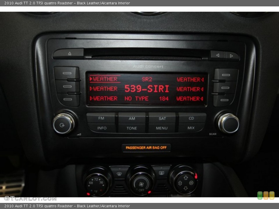 Black Leather/Alcantara Interior Audio System for the 2010 Audi TT 2.0 TFSI quattro Roadster #81661942