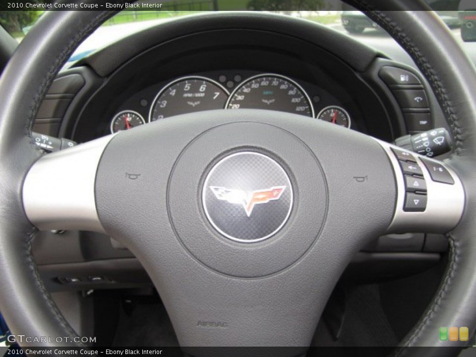 Ebony Black Interior Steering Wheel for the 2010 Chevrolet Corvette Coupe #81665950