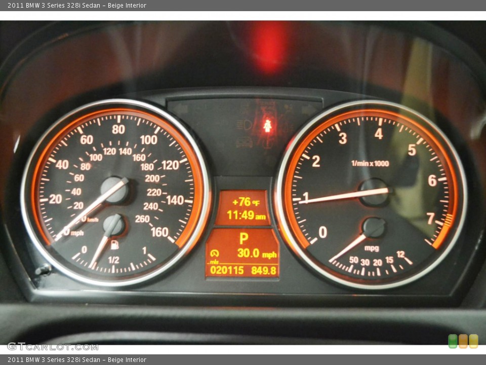 Beige Interior Gauges for the 2011 BMW 3 Series 328i Sedan #81767124