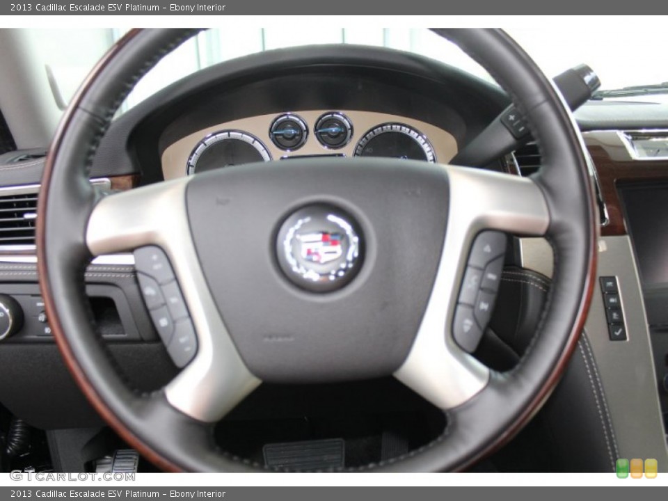 Ebony Interior Steering Wheel for the 2013 Cadillac Escalade ESV Platinum #81780456