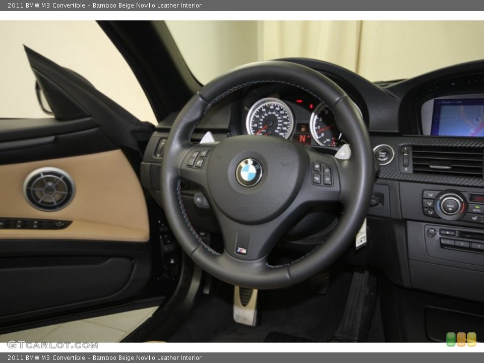 Bamboo Beige Novillo Leather Interior Steering Wheel for the 2011 BMW M3 Convertible #81797546