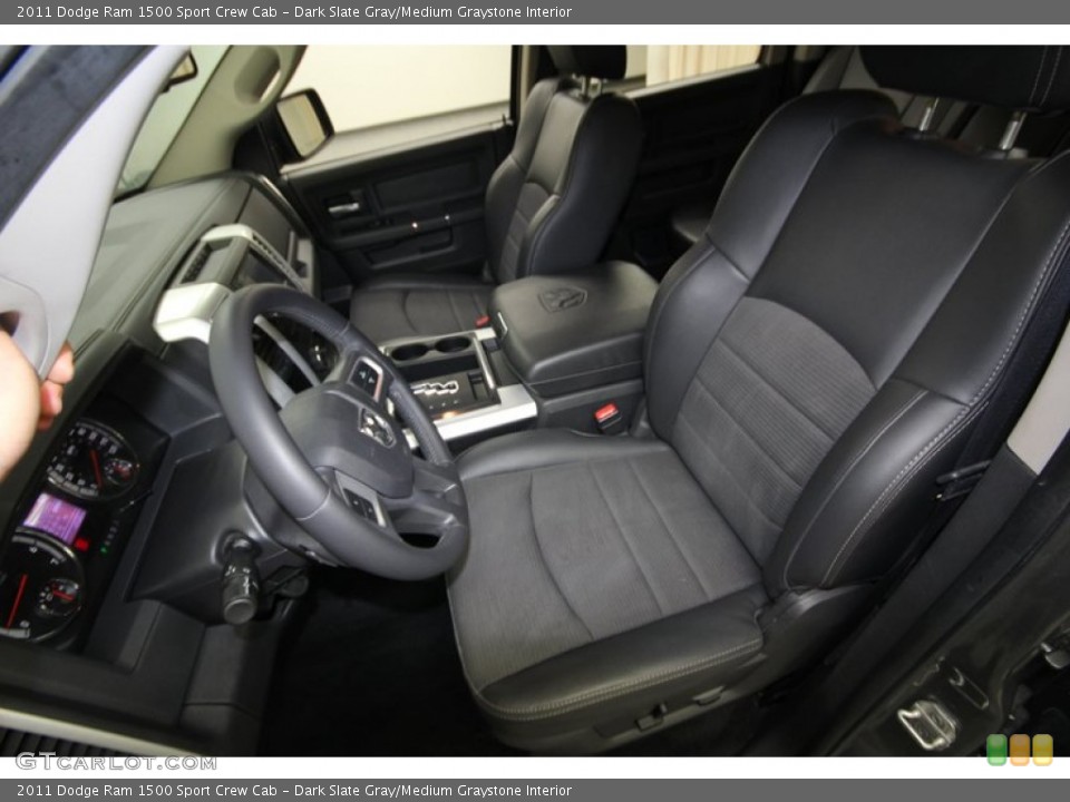 Dark Slate Gray/Medium Graystone Interior Front Seat for the 2011 Dodge Ram 1500 Sport Crew Cab #81805359