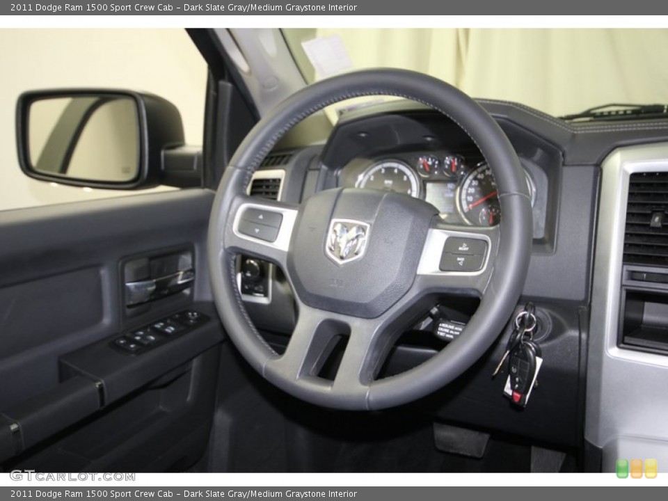 Dark Slate Gray/Medium Graystone Interior Steering Wheel for the 2011 Dodge Ram 1500 Sport Crew Cab #81805578