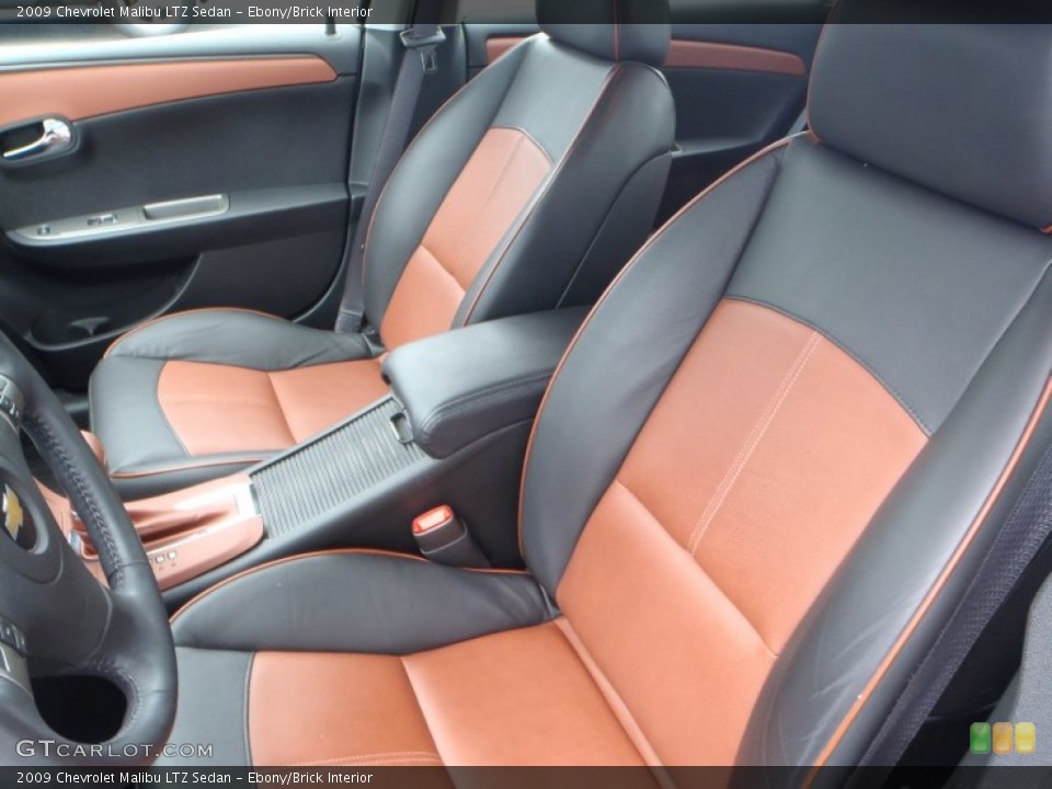 Ebony/Brick Interior Front Seat for the 2009 Chevrolet Malibu LTZ Sedan #81874811