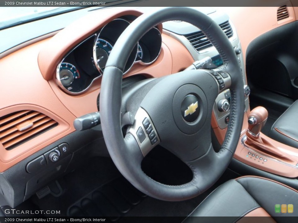 Ebony/Brick Interior Steering Wheel for the 2009 Chevrolet Malibu LTZ Sedan #81874858