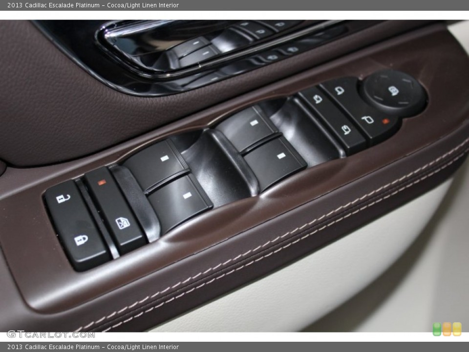 Cocoa/Light Linen Interior Controls for the 2013 Cadillac Escalade Platinum #81893825