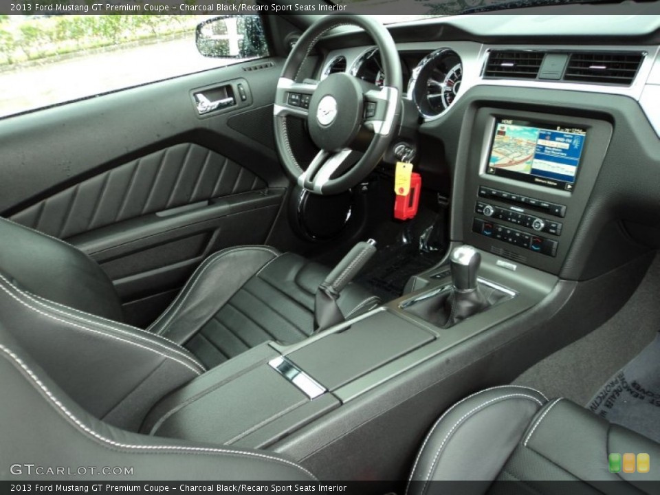 Charcoal Black/Recaro Sport Seats Interior Controls for the 2013 Ford Mustang GT Premium Coupe #82012163