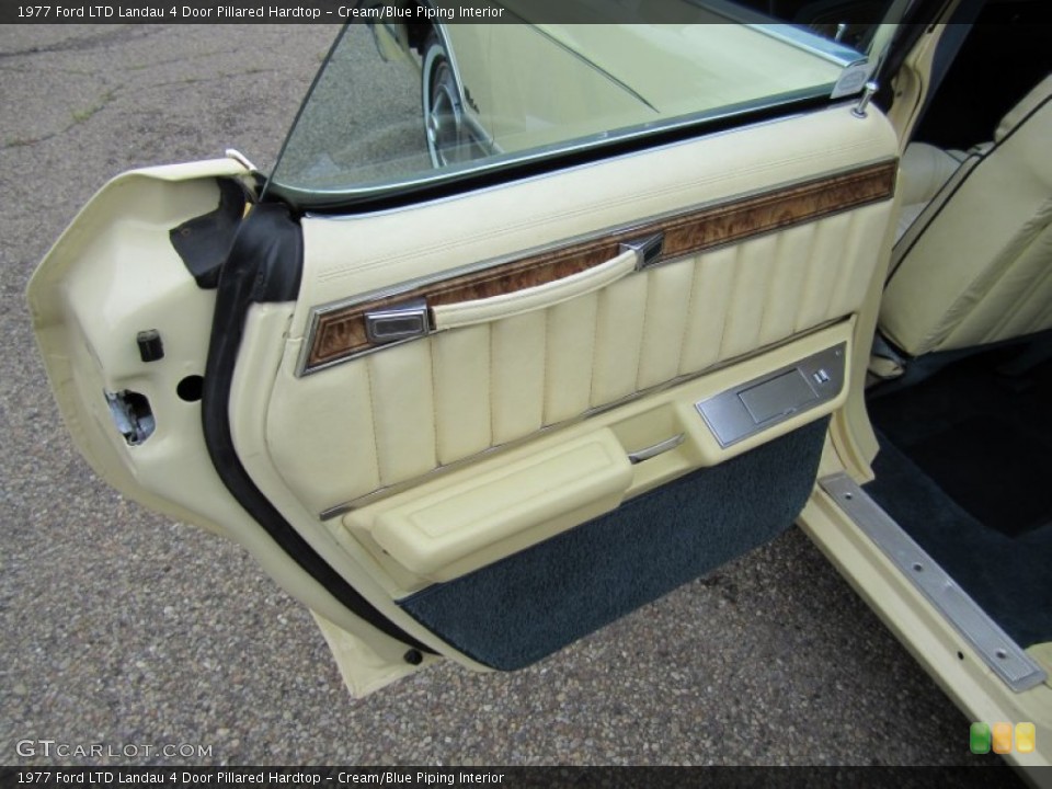 Cream/Blue Piping Interior Door Panel for the 1977 Ford LTD Landau 4 Door Pillared Hardtop #82045287