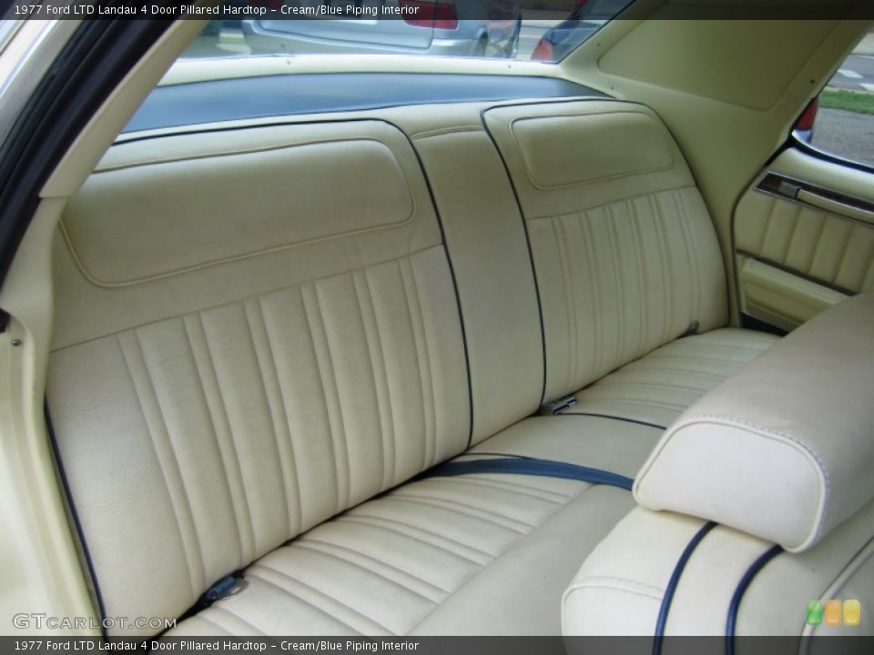 Cream/Blue Piping Interior Rear Seat for the 1977 Ford LTD Landau 4 Door Pillared Hardtop #82045494