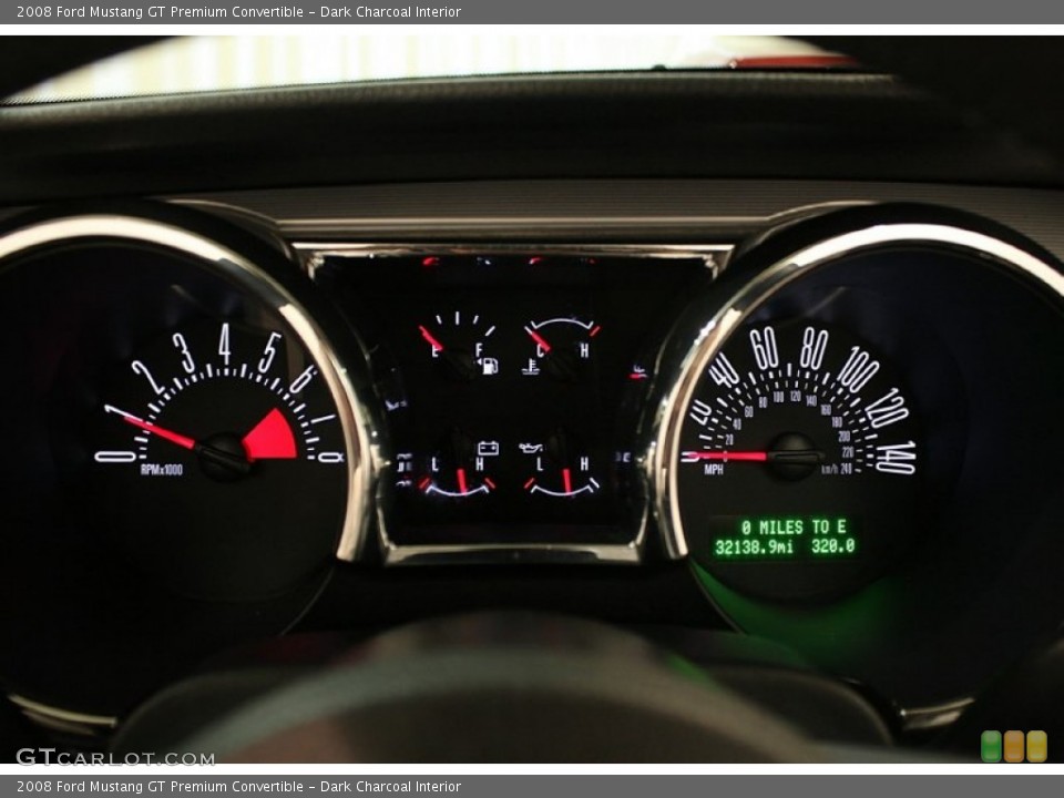 Dark Charcoal Interior Gauges for the 2008 Ford Mustang GT Premium Convertible #82087815