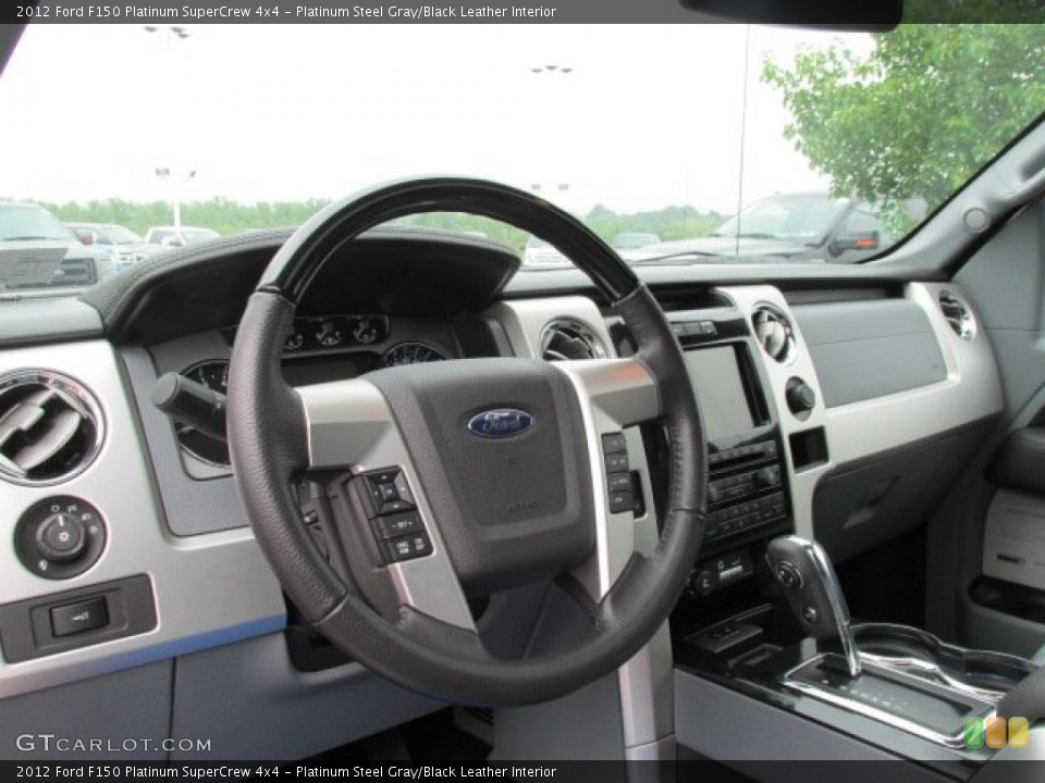 Platinum Steel Gray/Black Leather Interior Steering Wheel for the 2012 Ford F150 Platinum SuperCrew 4x4 #82144558