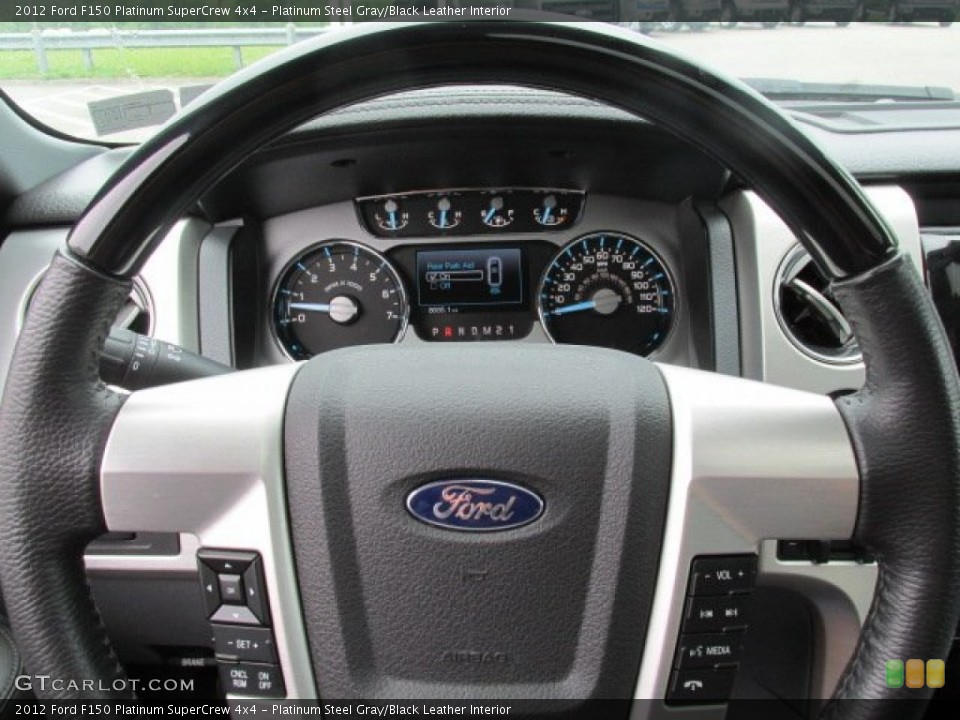 Platinum Steel Gray/Black Leather Interior Steering Wheel for the 2012 Ford F150 Platinum SuperCrew 4x4 #82144714