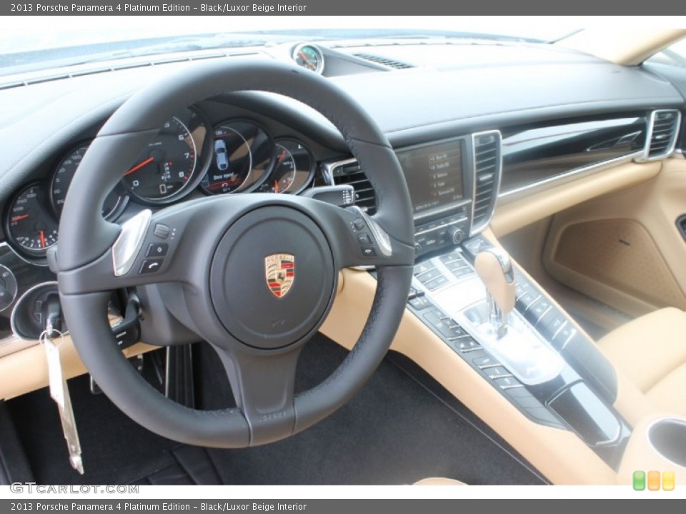Black/Luxor Beige Interior Dashboard for the 2013 Porsche Panamera 4 Platinum Edition #82165444